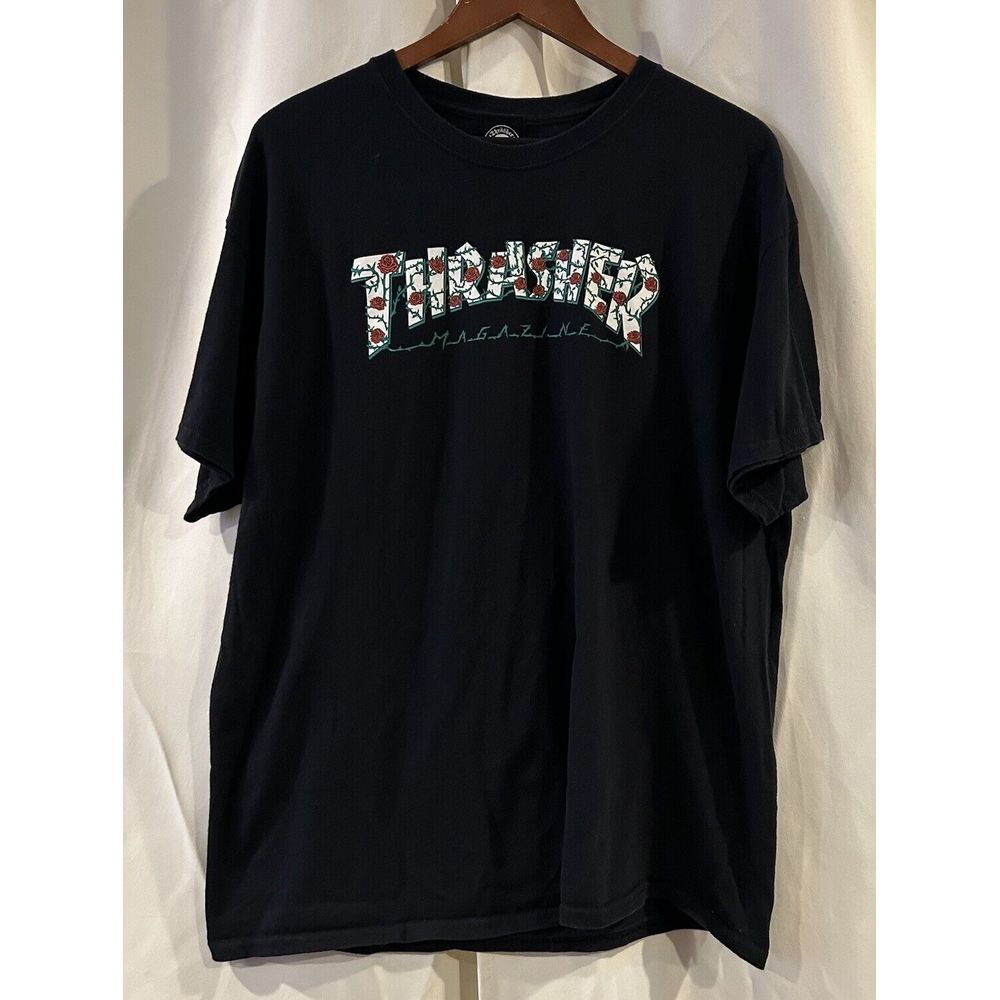 Thrasher Magazine Roses & Thorns T-Shirt Mens Short Sleeve Graphic Black